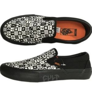 Unisex Authentic Vans x Cult Slip-On Pro Black Checker Sneakers NWT